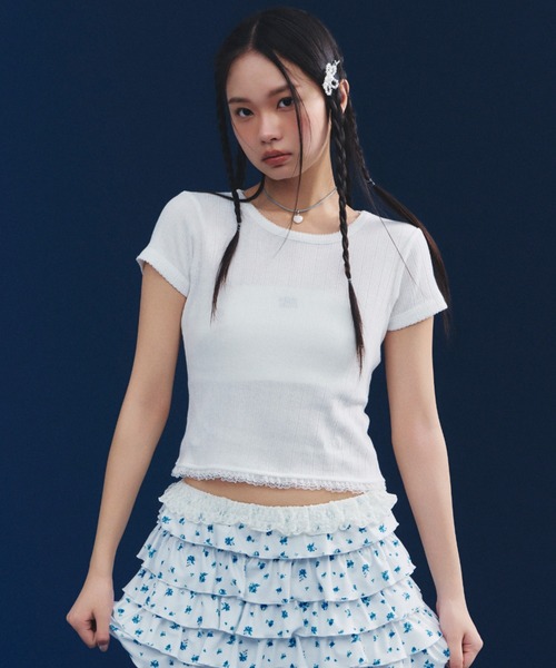 FURFUR（ファーファー） tシャツ 半袖 フリルヘムコンパクトTシャツ