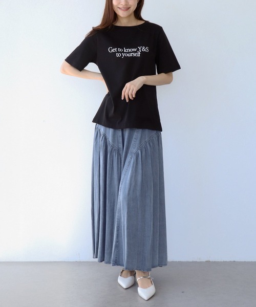 Jines（ジネス） ロング スカート テンセルデニムギャザースカート