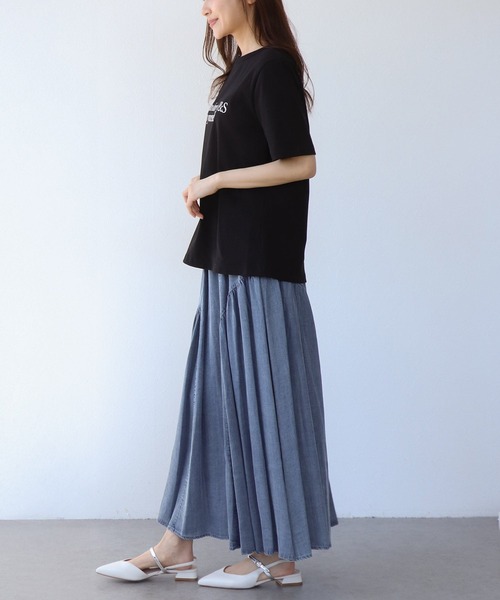 Jines（ジネス） ロング スカート テンセルデニムギャザースカート