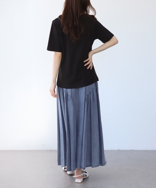 Jines（ジネス） ロング スカート テンセルデニムギャザースカート