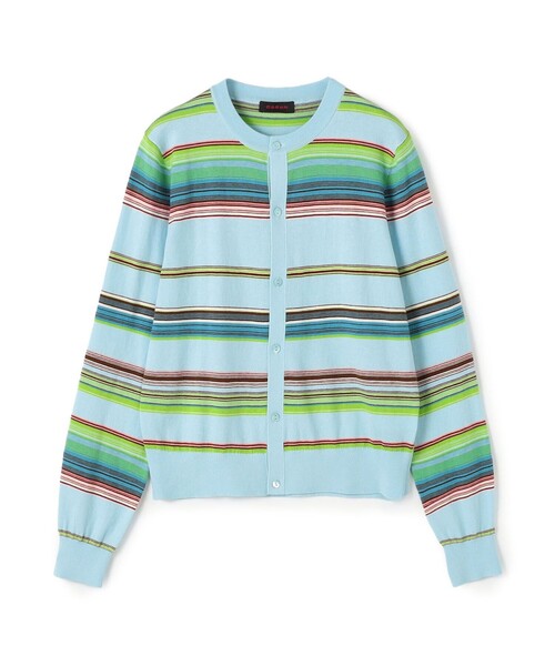 未使用　CABaN  カシミア混　カーディガン　赤×グレー CABaN コットンカシミヤ ポケットクルーネックカーディガン