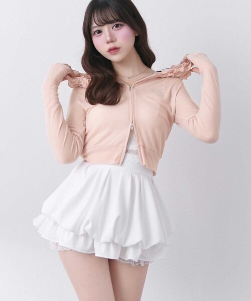 uvカット パーカー 「Belle Charme」UV Cut Frill Zip Hoodie レディースの画像