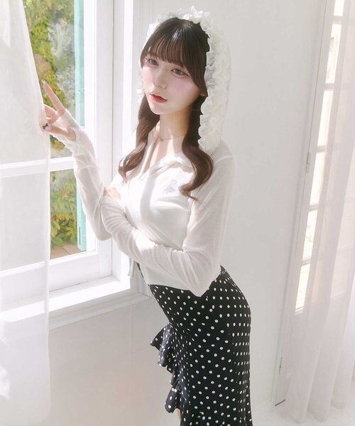 uvカット パーカー 「Belle Charme」UV Cut Frill Zip Hoodie レディースの画像