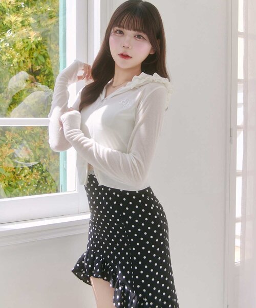 uvカット パーカー 「Belle Charme」UV Cut Frill Zip Hoodie レディースの画像