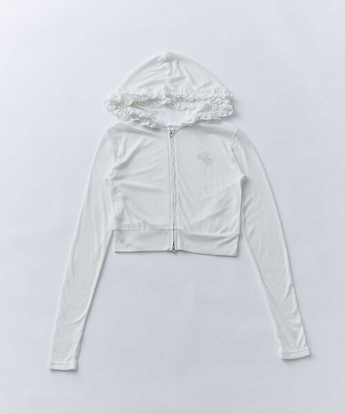 uvカット パーカー 「Belle Charme」UV Cut Frill Zip Hoodie レディースの画像