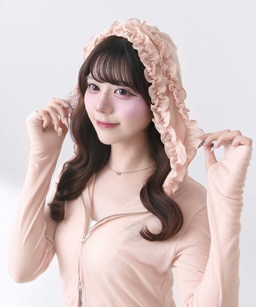uvカット パーカー 「Belle Charme」UV Cut Frill Zip Hoodie レディースの画像