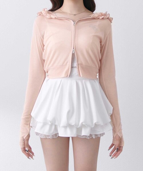 uvカット パーカー 「Belle Charme」UV Cut Frill Zip Hoodie レディースの画像