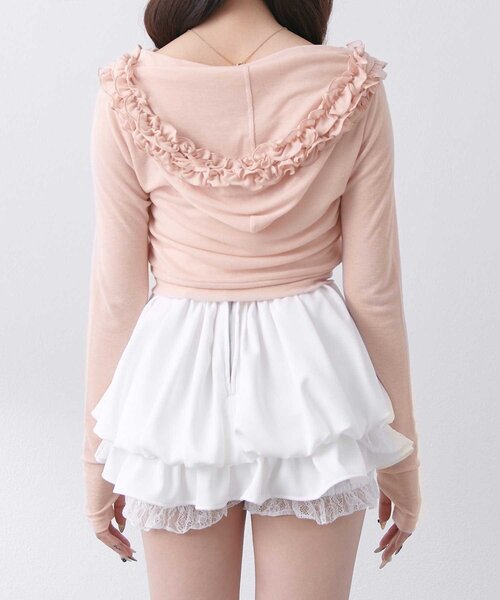 uvカット パーカー 「Belle Charme」UV Cut Frill Zip Hoodie レディースの画像