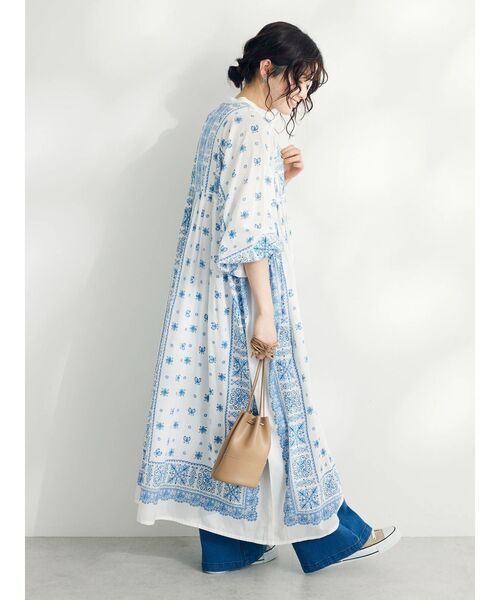 「CRAFT STANDARD BOUTIQUE」 7分袖ワンピース FREE チャコールグレー レディース_画像5