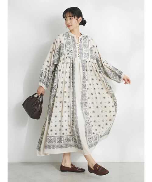 「CRAFT STANDARD BOUTIQUE」 7分袖ワンピース FREE チャコールグレー レディース_画像9