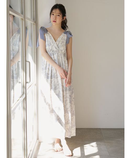SNIDEL HOME パジャマ ルームウェア 「Moilis」肩リボンワンピース