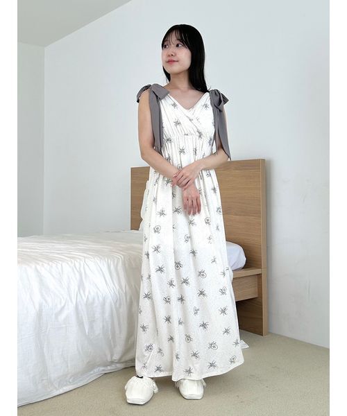 snidel  肩リボンワンピース　パジャマ SNIDEL HOME パジャマ ルームウェア 「Moilis」肩リボンワンピース