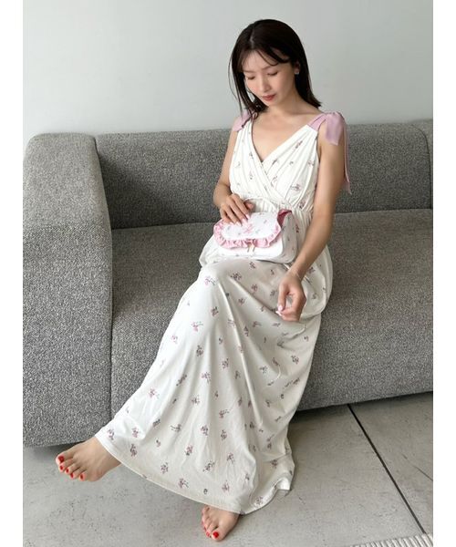 SNIDEL HOME パジャマ ルームウェア 「Moilis」肩リボンワンピース