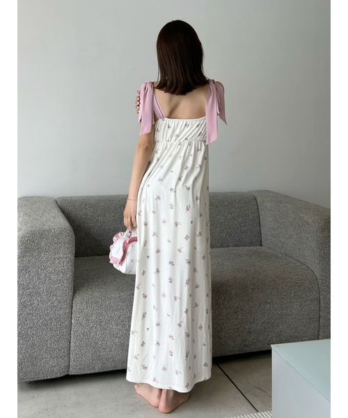 SNIDEL HOME パジャマ ルームウェア 「Moilis」肩リボンワンピース