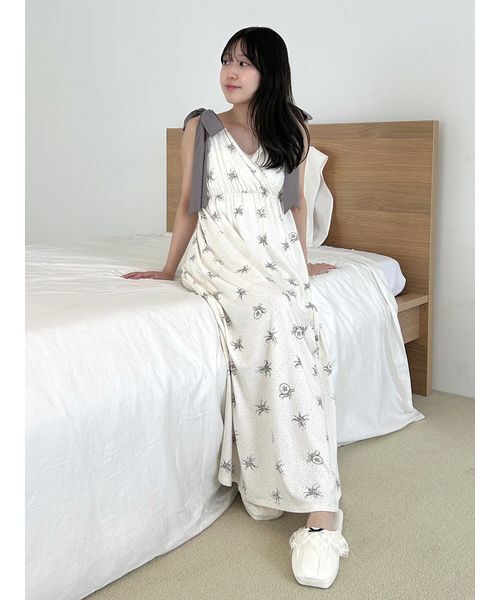 SNIDEL HOME パジャマ ルームウェア 「Moilis」肩リボンワンピース