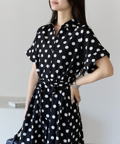 「PREFERIR」 シャツワンピース MEDIUM ネイビー レディース_画像8