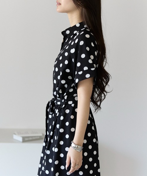 「PREFERIR」 シャツワンピース MEDIUM ネイビー レディース_画像9