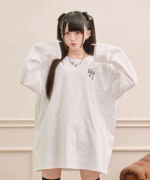 Pal elfy tシャツ エンジェルクロスプリントロンT レディース