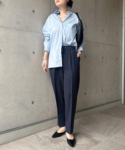 andme スラックス パンツ 「13色展開」きれいめツイル美脚ドロー