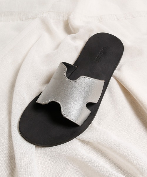 美品 arche 黒 シルバー オープントゥサンダル レザー オープントゥレザーサンダル - シルバー | ZARA Japan / 日本