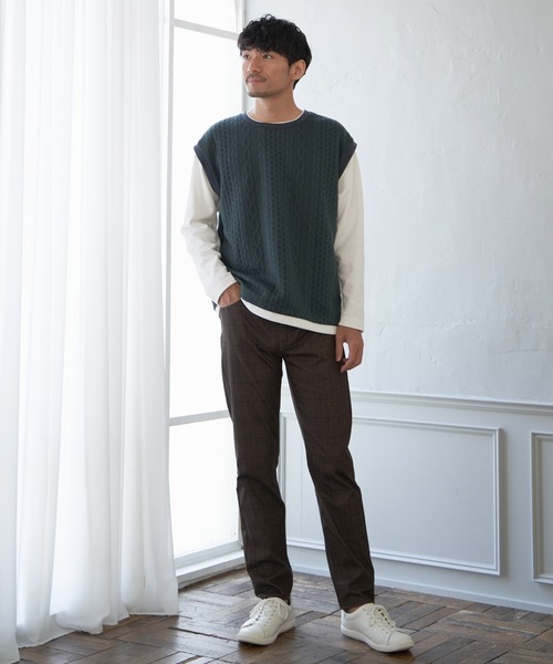 ikka パンツ GOKU楽 EASY STRETCH イージーストレッチ チェック