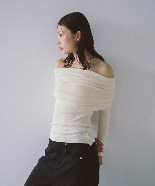 HANNE ニット セーター オフショルダーニットトップス