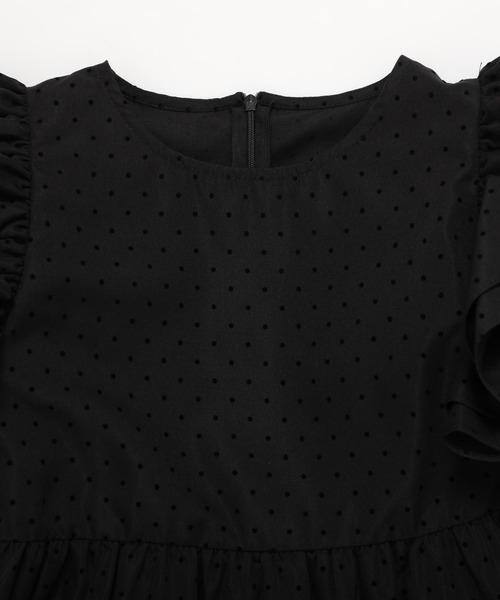 Fit more フロッキードットティアードワンピース　フィットモア　ショート Fit more ワンピース 「ZOZO限定アイテム」フロッキードット