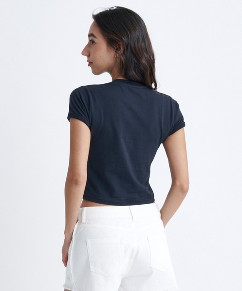 ROXY tシャツ LA FLORA/ロキシーパイピングショート丈リンガーT