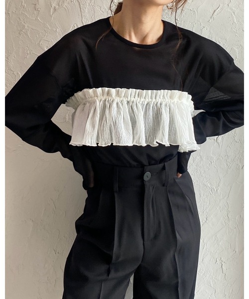She's Closet つけ襟 付け襟 ボリュームラメシアー付けフリル/つけ襟