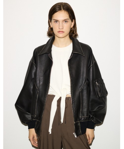 SLY VINTAGE F/LEATHER CROP BZ 完売品