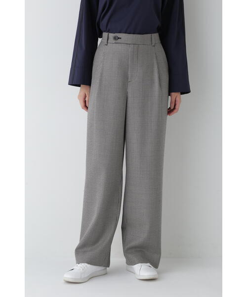 human woman パンツ 千鳥チェックタックセミワイドパンツ