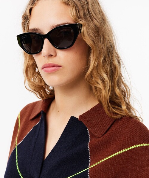 LACOSTE ニット セーター スキッパーネックアーガイルポロ
