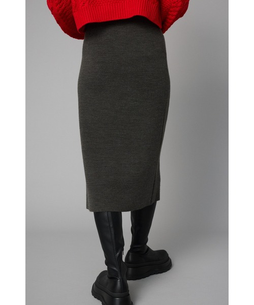 HeRIN.CYE ニットロングスカート ブラック HeRIN.CYE ロング スカート Layered knit skirt レイヤードニット