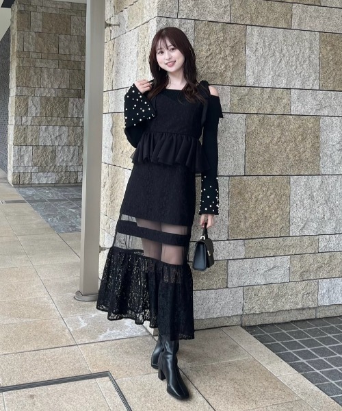 rienda（リエンダ） ワンピース ペプラムマーメイドレースキャミ