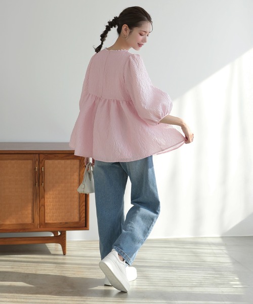 MERAKI ブラウス シャツ シアージャガードパールブラウス レディース 