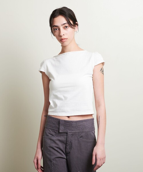 tシャツ 「ATTISESSION」コットン カップスリーブ Tシャツ レディース