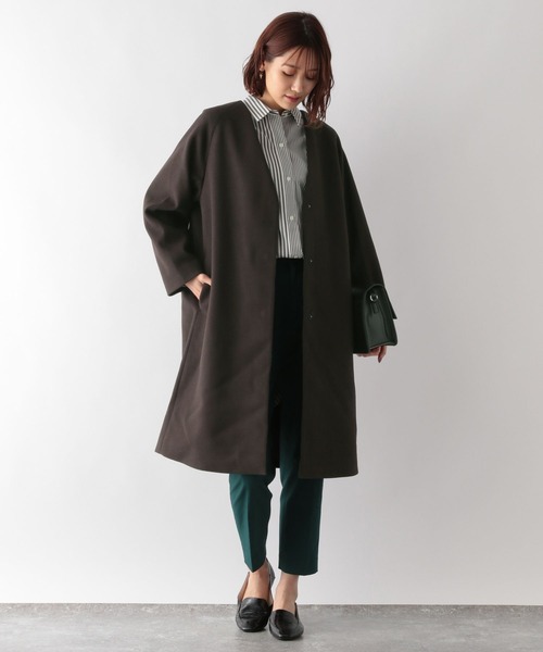 「GLOBAL WORK」 ノーカラーコート LARGE ブルー レディース_画像2