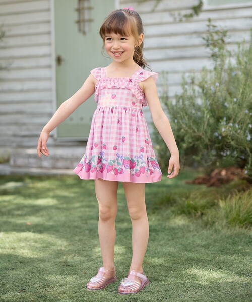 Kalinka Kids ピンクチェック ワンピース 4Y ギンガムチェック ワンピース キッズ（色：ピンク系）のおすすめ