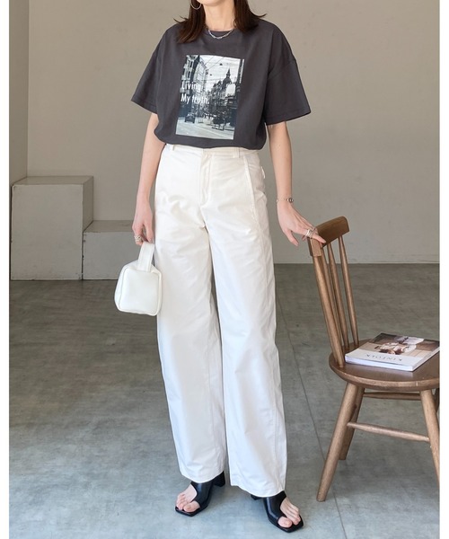 She's Closet tシャツ オーバーサイズ半袖ロゴフォト箔プリントT