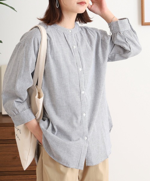 新品未使用✨nest robe ブラウス チュニック ストライプ 半袖 Free リネンストライプフレアチュニック＊＊ | 表参道店 | nest Robe