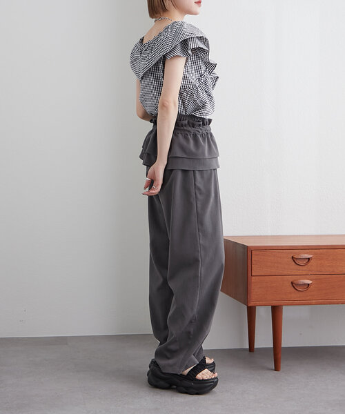 w closet ブラウス シャツ ギンガムカシュクールブラウス