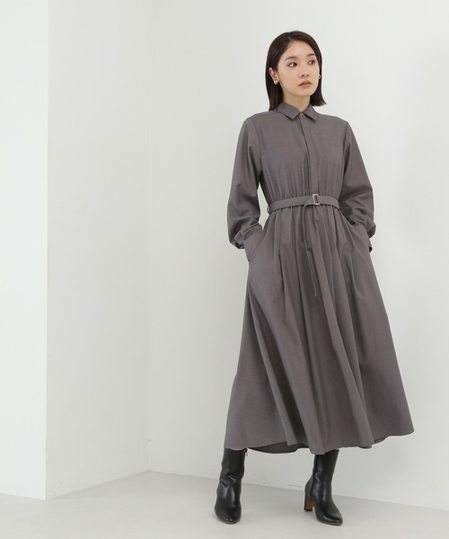 naturalbeautybasic シャツワンピース　カーキ NATURAL BEAUTY BASIC 「NATURAL BASIC」 シャツワンピース
