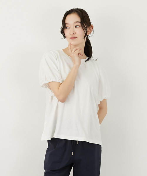 tシャツ ギャザースリーブプルオーバー レディース