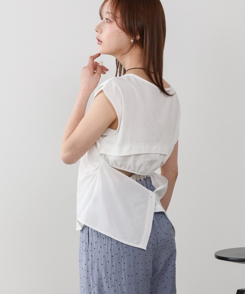 BAB（バブ） ブラウス シャツ バックデザインノースリーブブラウス 