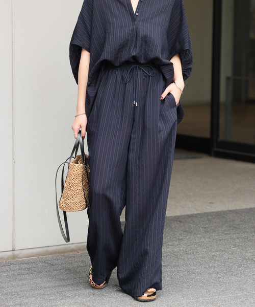 【JORNAL STANDARD relume】 ストライプパンツ JOURNAL STANDARD relume パンツ ストライプ柄が魅力コットン