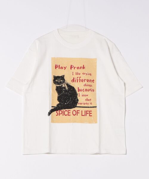 tシャツ ネコ グラフィックプリント クルーネックTシャツ / アニマルプリントTシャツ レディース メンズ