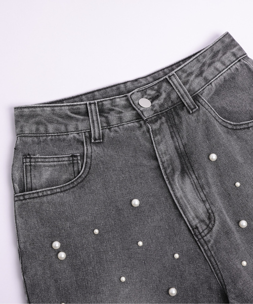 「SUGAR BISKET」 加工デニムパンツ L ブラック系その他 レディース