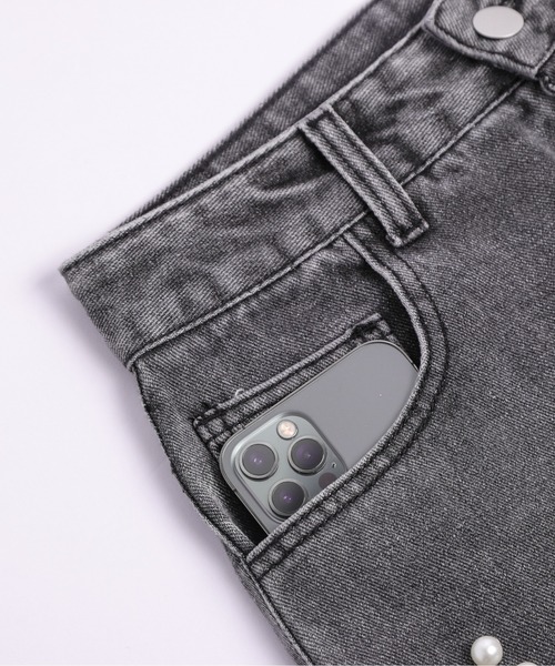 「SUGAR BISKET」 加工デニムパンツ L ブラック系その他 レディース