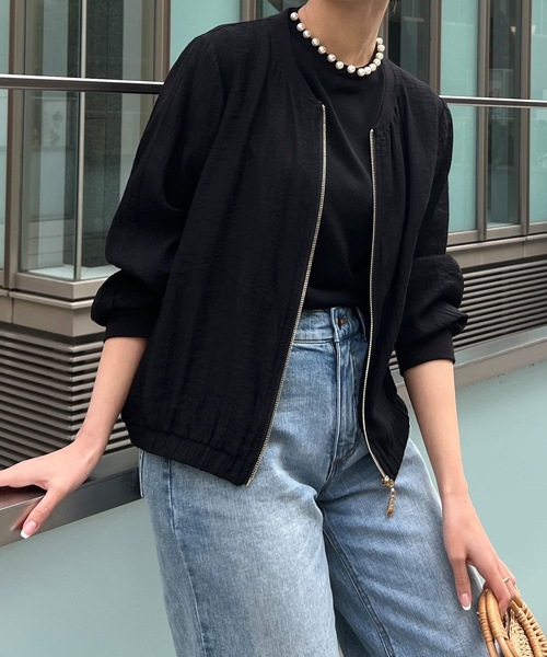 Chez toi（シェトワ） ジップアップブルゾン FREE ブラック レディース