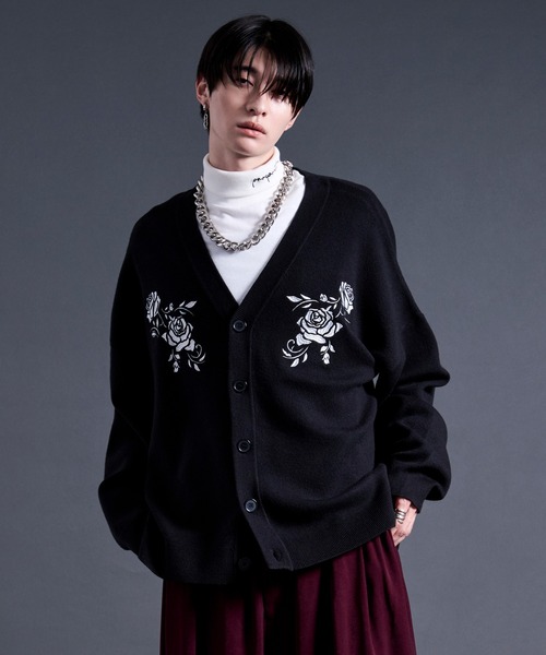 Ellno Loset（エルノロゼット） カーディガン ローズ刺繍カーディガン